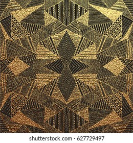 Gold background with abstract shapes. Vector illustration