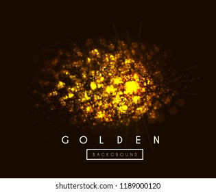 Gold background with bokeh vector illustration on black