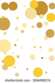 Gold background. Gold circles on a white background. Vector IIlustration. Golden circles on a white vertical rectangular background. Template for holiday designs, invitation, party, birthday, wedding.