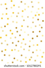 Gold background. Gold circles on a white background. Vector IIlustration. Golden circles on a white vertical rectangular background. Template for holiday designs, invitation, party, birthday, wedding.