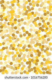 Gold background. Gold circles on a white background. Vector IIlustration. Golden circles on a white vertical rectangular background. Template for holiday designs, invitation, party, birthday, wedding.