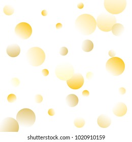 Gold background. Gold circles on white background. Vector colorful confetti.