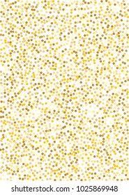Gold background. Gold circles on a white background. Vector IIlustration. Golden circles on a white vertical rectangular background. Template for holiday designs, invitation, party, birthday, wedding.