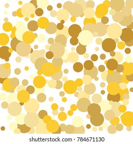 Gold background. Gold circles on a white background. Vector IIlustration. Golden circles on a white square background. Template for holiday designs, invitation, party, birthday, wedding.