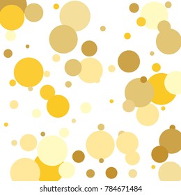 Gold background. Gold circles on a white background. Vector IIlustration. Golden circles on a white square background. Template for holiday designs, invitation, party, birthday, wedding.