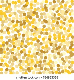 Gold background. Gold circles on a white background. Vector IIlustration. Golden circles on a white square background. Template for holiday designs, invitation, party, birthday, wedding.