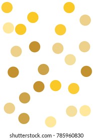 Gold background. Gold circles on a white background. Vector IIlustration. Golden circles on a white vertical rectangular background. Template for holiday designs, invitation, party, birthday, wedding.