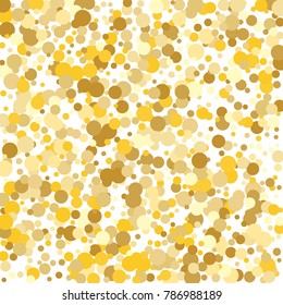 Gold background. Gold circles on a white background. Vector IIlustration. Golden circles on a white square background. Template for holiday designs, invitation, party, birthday, wedding.