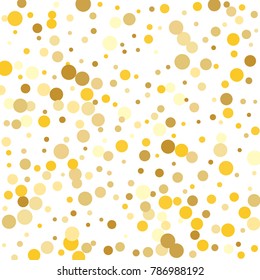 Gold background. Gold circles on a white background. Vector IIlustration. Golden circles on a white square background. Template for holiday designs, invitation, party, birthday, wedding.