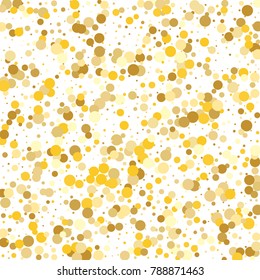 Gold background. Gold circles on a white background. Vector IIlustration. Golden circles on a white square background. Template for holiday designs, invitation, party, birthday, wedding.