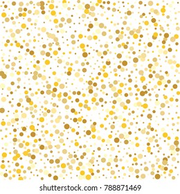 Gold background. Gold circles on a white background. Vector IIlustration. Golden circles on a white square background. Template for holiday designs, invitation, party, birthday, wedding.