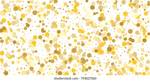 Gold background. Gold circles on a white background. Vector IIlustration. Golden circles on a white rectangular background. Template for holiday designs, invitation, party, birthday, wedding.