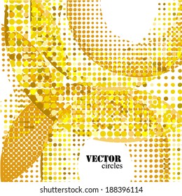Gold background from circles. Vector 