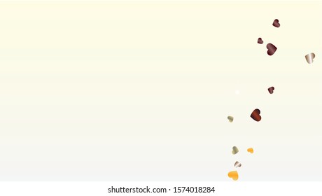 Gold Background with Confetti of Glitter Hearts Particles. Sparkle Lights Texture. St. Valentine Day. Anniversary pattern. Light Spots. Star Dust. love Background. Design for Poster.