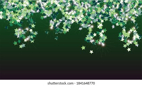 Gold Background with Confetti of Glitter Particles. Sparkle Lights Texture. Christmas pattern. Light Spots. Star Dust. Explosion of Confetti. Design for Template.
