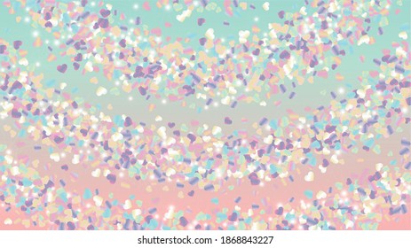 Gold Background with Confetti of Glitter Particles. St. Valentine Day. Disco pattern. Light Spots. Explosion of Confetti. Glitter Vector Illustration. Design for Invitation.