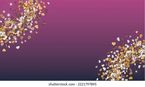 Gold Background with Confetti of Glitter Particles. St. Valentine Day. Christmas pattern. Light Spots. Explosion of Confetti. Glitter Vector Illustration. Design for Card.