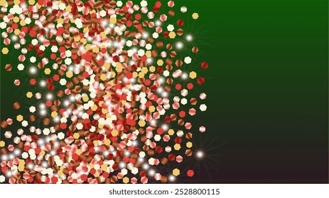 Fondo de oro con confeti de partículas de brillo. Textura de luces brillantes. Patrón de aniversario. Puntos de luz. Polvo de Estrella. Explosión de confeti. Diseño para impresión.