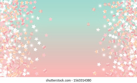 Gold Background with Confetti of Glitter Star Particles. Sparkle Lights Texture. Party pattern. Light Spots. Star Dust. Christmass Design. Explosion of Confetti. Design for Card.