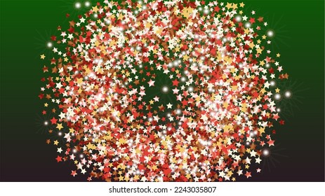Gold Background with Confetti of Glitter Star Particles. Sparkle Lights Texture. Party pattern. Light Spots. Star Dust. Christmass Design. Explosion of Confetti. Design for Print.