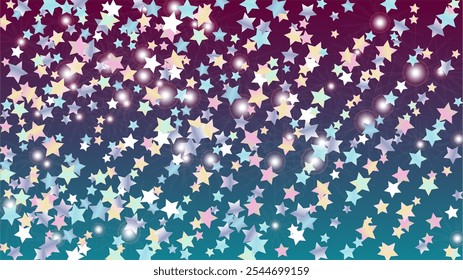 Gold Background with Confetti of Glitter Star Particles. Sparkle Lights Texture. Party pattern. Light Spots. Star Dust. Christmass Design. Explosion of Confetti. Design for Advertisement.