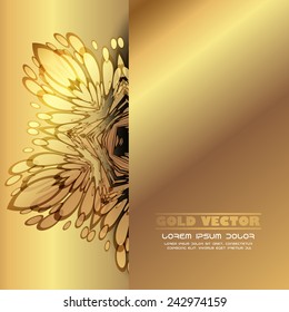 Gold background with floral ornaments, vector