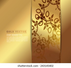 Fondo dorado con ornamentos florales, vector 