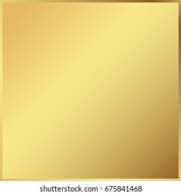 Gold background in frame. Light realistic, metallic golden gradient template. metal decoration. Vector Illustration