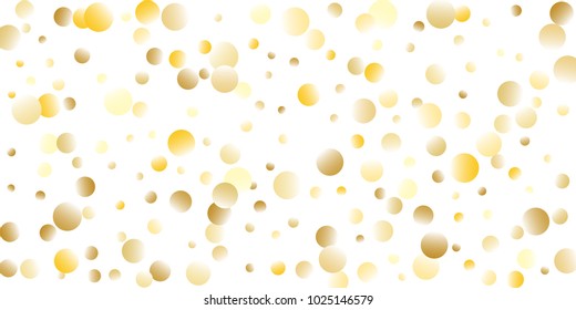 Gold background. Gold gradient circles on a white background. Vector IIlustration. Golden circles on a white horizontal background. Template for holiday designs, invitation, party, birthday, wedding.