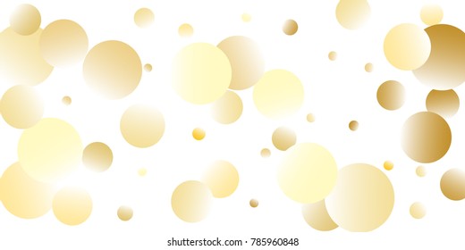 Gold background. Gold gradient circles on a white background. Vector IIlustration. Golden circles on a white horizontal background. Template for holiday designs, invitation, party, birthday, wedding.