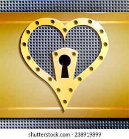 Gold background with heart end perforated elements