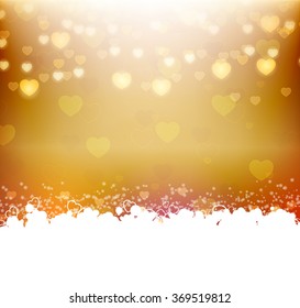 Gold background with hearts and text frame
