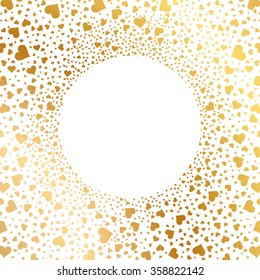 Gold background with hearts. Vector illustration for Valentine's day and Christmas posters, icons, Valentine's day and Christmas greeting cards, print and web projects.