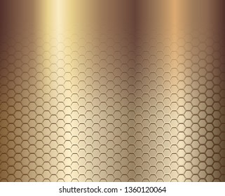 Gold background with hexagons pattern vector illustration..