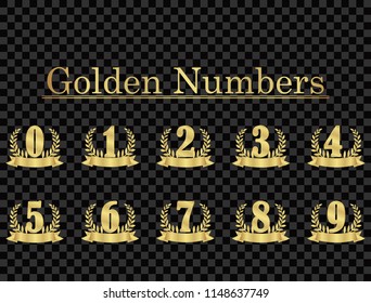 Gold background number isolated from transparent background.