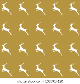 Gold background on white deer silhouette pattern vector