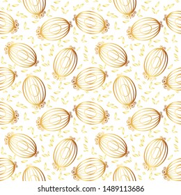Gold Background for printing on textiles. Floral pattern. Fashionable image drawing.