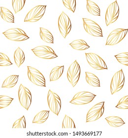 Gold Background for printing on textiles. Floral pattern. Fashionable image drawing.