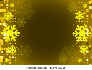 Gold background with snowflakes. Golden vector snowfall winter pattern. Sparkling snow flakes illustration for Christmas design