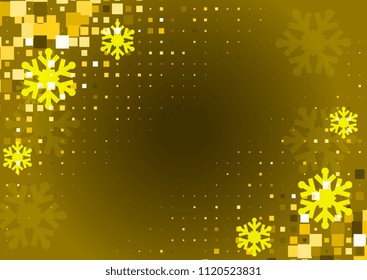Gold background with snowflakes. Golden vector snowfall winter pattern. Sparkling snow flakes illustration for Christmas design
