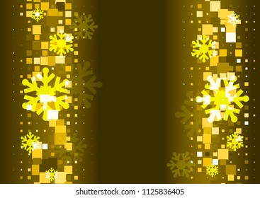 Gold background with snowflakes. Golden vector snowfall winter pattern. Sparkling snow flakes illustration for Christmas design