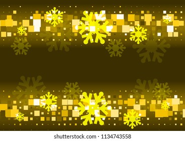 Gold background with snowflakes. Golden vector snowfall winter pattern. Sparkling snow flakes illustration for Christmas design
