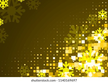 Gold background with snowflakes. Golden vector snowfall winter pattern. Sparkling snow flakes illustration for Christmas design