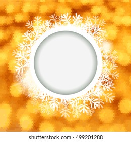 gold background with snowflakes. Vector