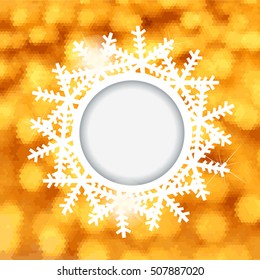 gold background with snowflakes. Vector