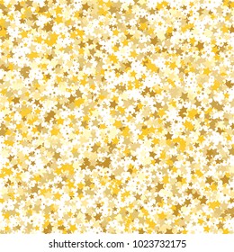 Gold background. Gold stars on a white background. Vector IIlustration. Golden stars on a white square background. Template for holiday designs, invitation, party, birthday, wedding.