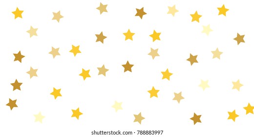 Gold background. Gold stars on a white background. Vector IIlustration. Golden stars on a white rectangular background. Template for holiday designs, invitation, party, birthday, wedding.