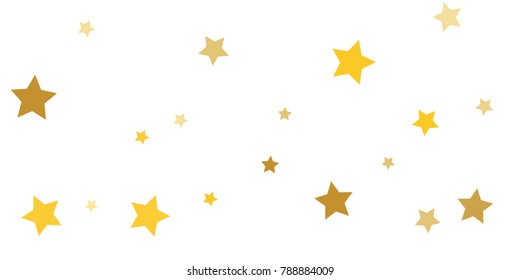 Gold background. Gold stars on a white background. Vector IIlustration. Golden stars on a white rectangular background. Template for holiday designs, invitation, party, birthday, wedding.