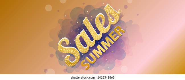 Gold background summer time golden sale vector Illustration brilliant jewelry inscription