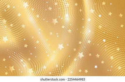 Gold background with texture and stars. Vector image.